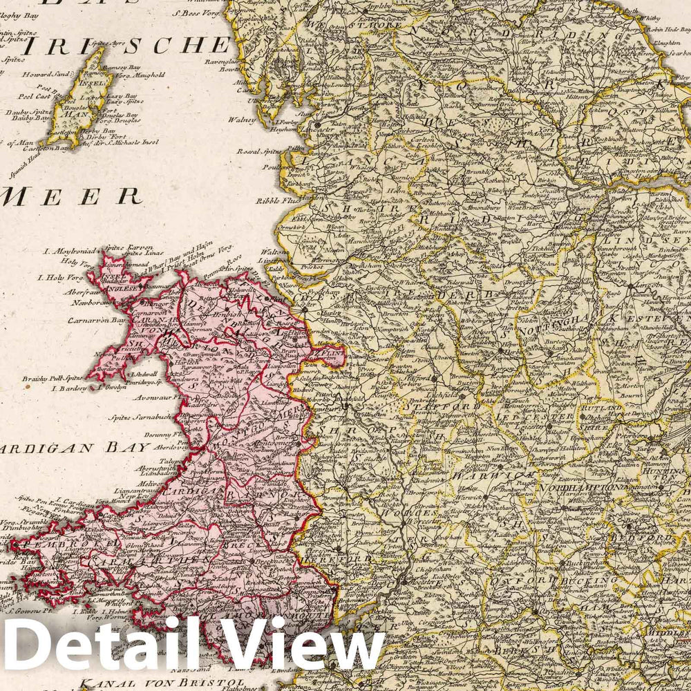 Historic Map : England, Das konigreiche England : Nach Kitchin. Neu verzeichnet herausgegeben von Franz Joh. Jos. Von Reilly, 1795 Atlas , Vintage Wall Art