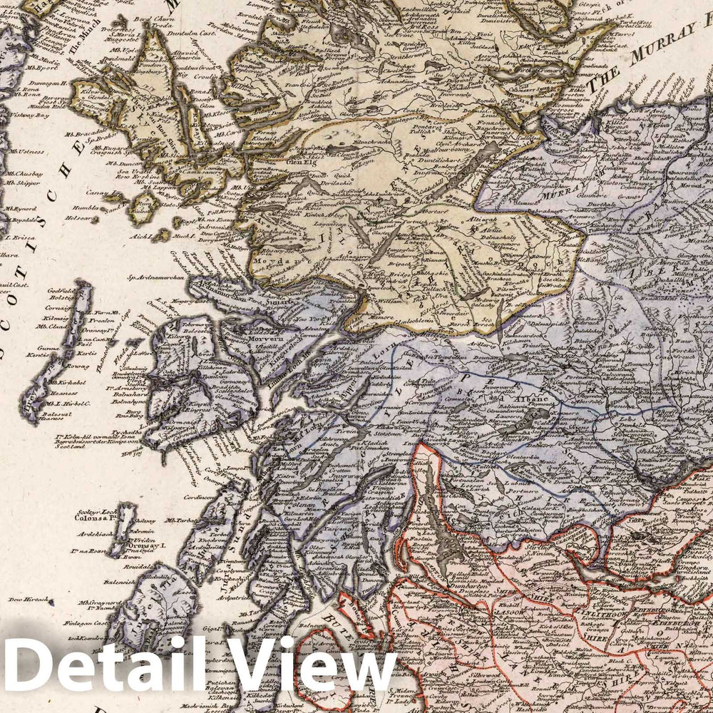 Historic Wall Map : Scotland, Karte von Scotland. Nach Dorret. Neu verzeichnet herausgegeben von Franz Joh. Jos. Von Reilly, 1795 Atlas , Vintage Wall Art