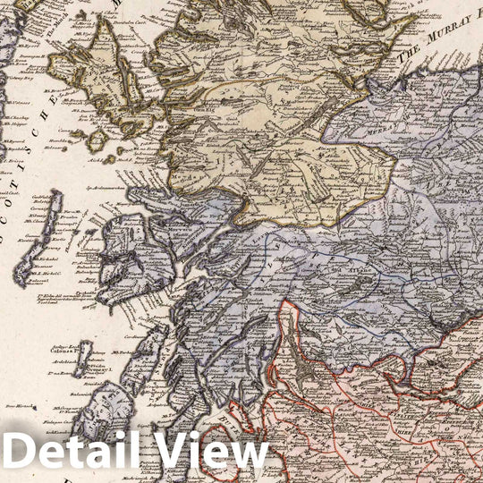 Historic Wall Map : Scotland, Karte von Scotland. Nach Dorret. Neu verzeichnet herausgegeben von Franz Joh. Jos. Von Reilly, 1795 Atlas , Vintage Wall Art