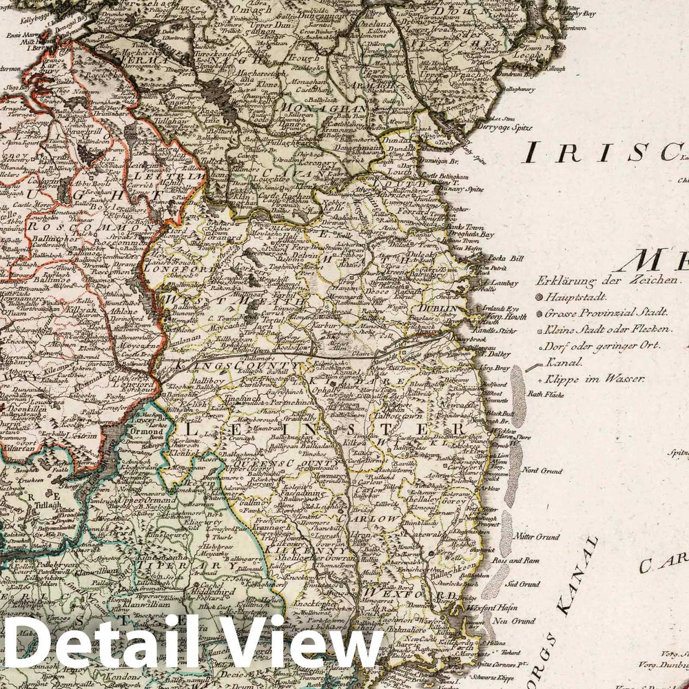 Historic Map : Ireland, Karte von Ireland. Nach Jefferys. Neu verzeichnet herausgegeben von Franz Joh. Jos. Von Reilly. stwerk, 1795 Atlas , Vintage Wall Art