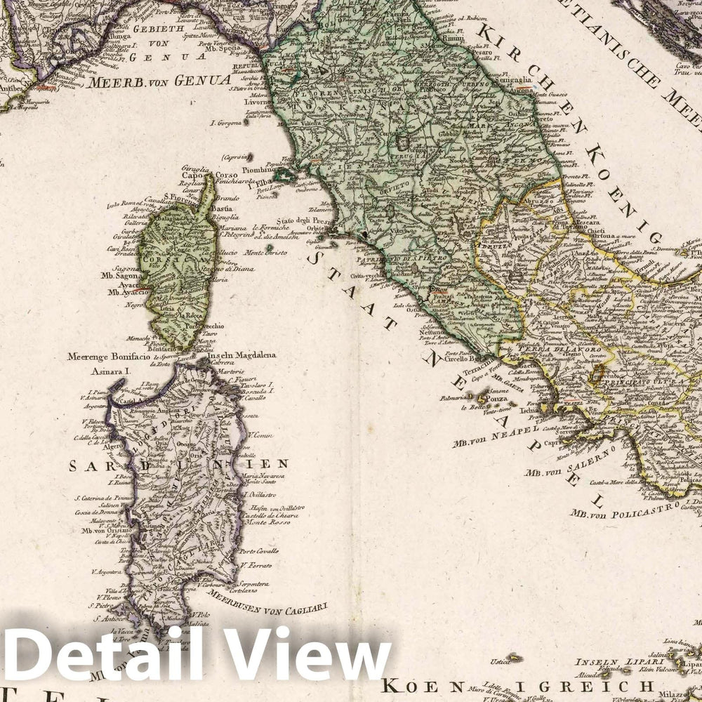 Historic Map : Italy, Karte von Italien. Nach D'Anville. Neu verzeichnet herausgegeben von Franz Joh. Jos. Von Reilly. stwer, 1796 Atlas , Vintage Wall Art