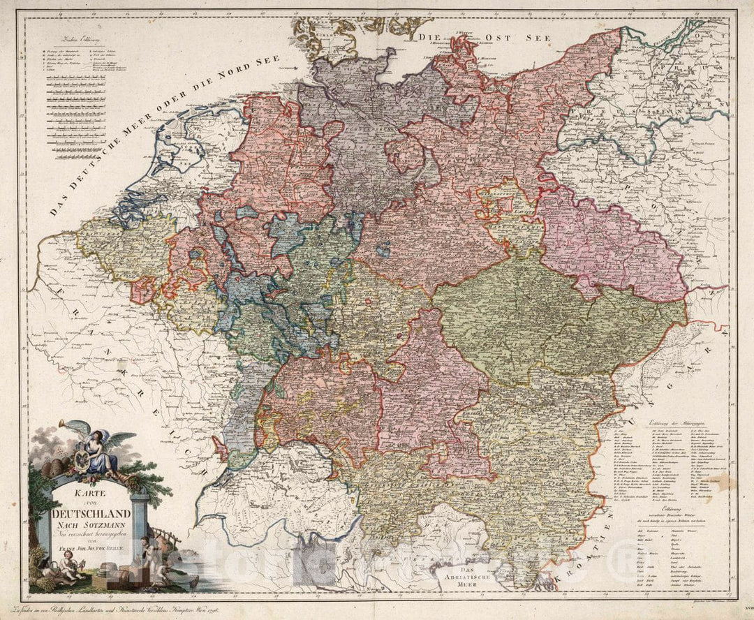 Historic Map : Germany, XVIII. Karte von der Deutschland, 1796 Atlas , Vintage Wall Art