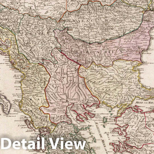 Historic Map : Turkey, Balkan Peninsula XXII. Karte von dem Oschmanischen Reiche in Europa, 1795 Atlas , Vintage Wall Art