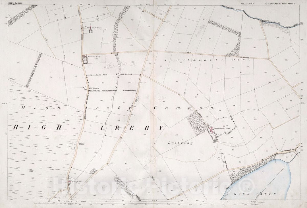 Historic Map : Ireby Parish. Co. Cumberland. Sheet XLVII.5, 1865 Atlas - Vintage Wall Art