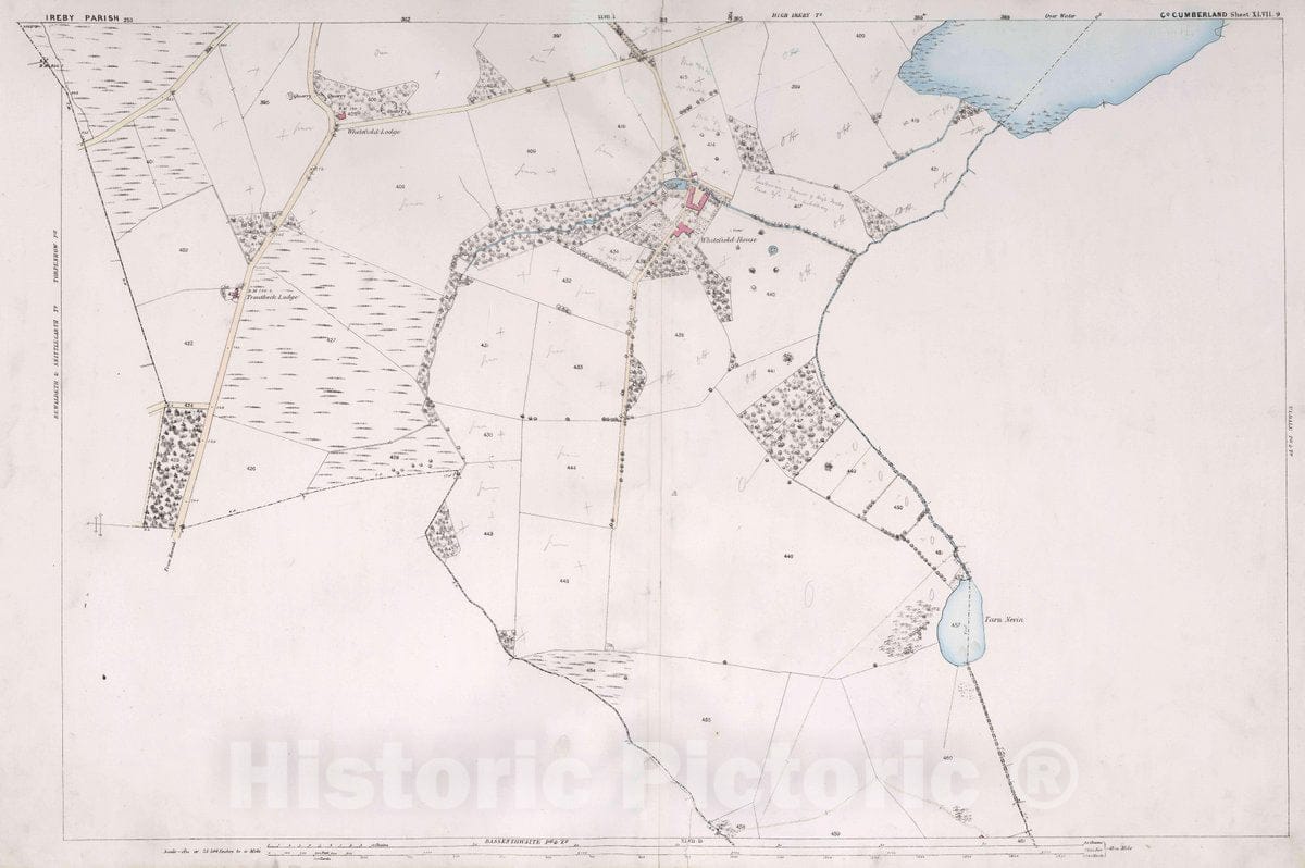 Historic Map : Ireby Parish. Co. Cumberland. Sheet XLVII.9, 1865 Atlas - Vintage Wall Art