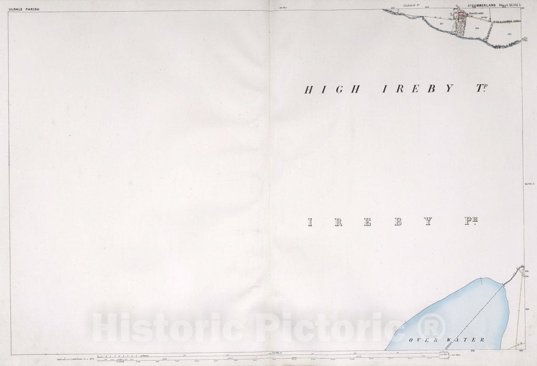 Historic Map : Uldale Parish. Co. Cumberland. Sheet XLVII.5, 1865 Atlas - Vintage Wall Art