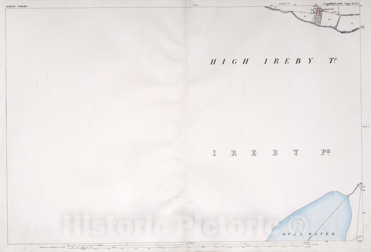 Historic Map : Uldale Parish. Co. Cumberland. Sheet XLVII.5, 1865 Atlas - Vintage Wall Art