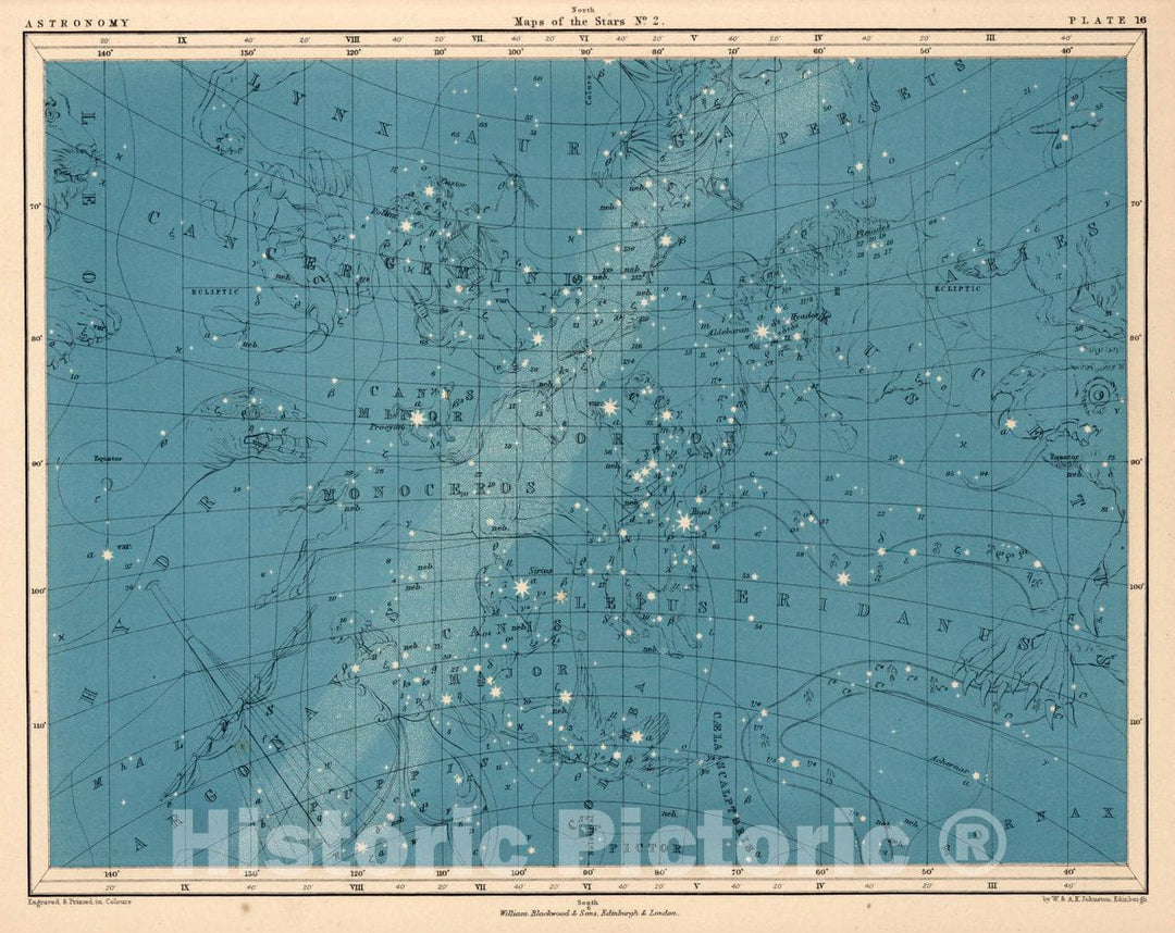 Historic Map : Plate 16. Maps of The Stars. No. 2, 1869 Celestial Atlas - Vintage Wall Art