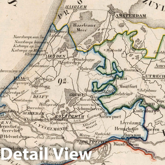 Historic Map : Netherlands, V.1:1-5: V:1. Niederlande: Prov: 9a. Sudholland. 13. Utrecht, 1825 Atlas , Vintage Wall Art