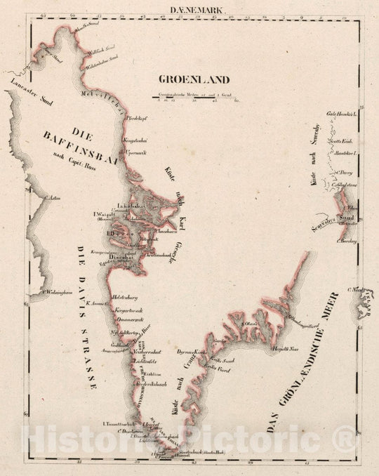 Historic Map : Denmark, V.1:1-5: V: II: Daenemark: Groenland, 1825 Atlas , Vintage Wall Art