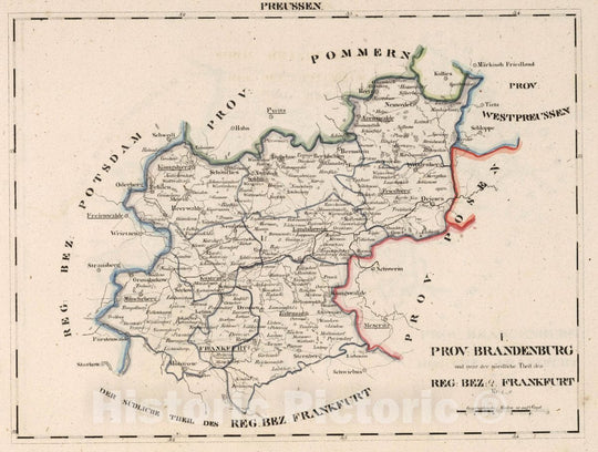 Historic Map : Prussia , Germany, V.2:6-10:IX. Preussen. I. Prov: Brandenburg Reg: Bez: 2. Frankurt. Kr. 1-9, 1825 Atlas , Vintage Wall Art