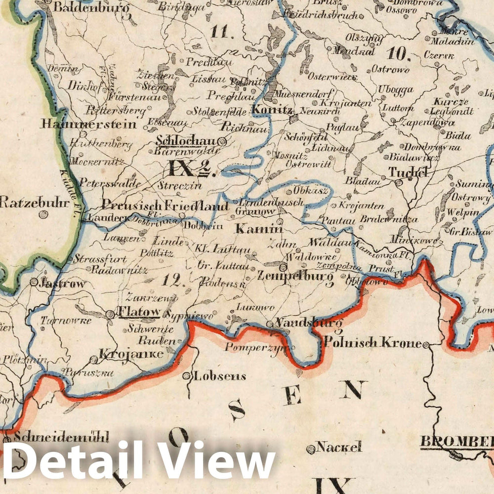 Historic Map : Prussia , Germany, V.2:6-10:X. Preussen. IX. Prov: Westpreussen. Reg: Bez: 1. Danzig. Reg: Bez: 2. Marienwerder. Kreis 9-13, 1825 Atlas , Vintage Wall Art