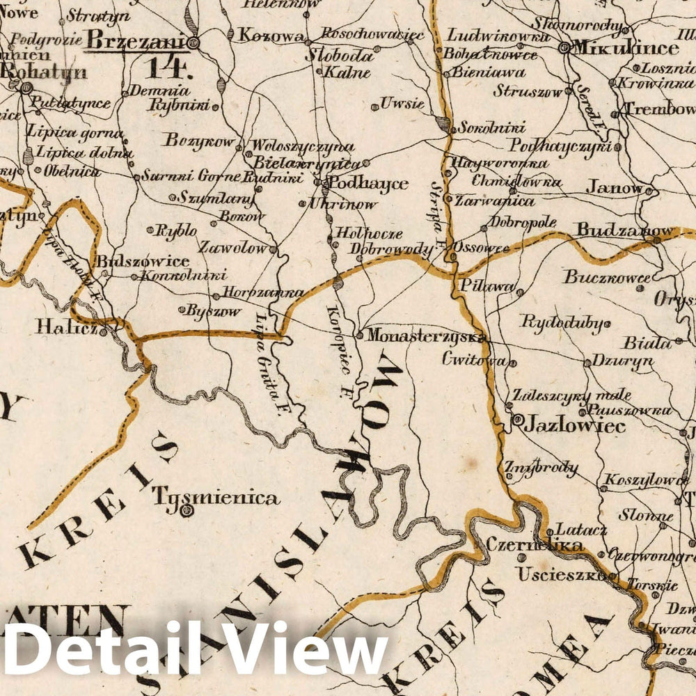 Historic Map : Austria, Eastern Europe V.3:11-15:XI:1.Oesterreich. B. Galizische Erbestaaten Koenigr: Galizien Kreis, 1828 Atlas v4 , Vintage Wall Art