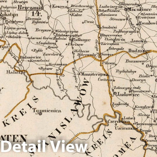 Historic Wall Map : Austria, Eastern Europe V.3:11-15:XI:1.Oesterreich. B. Galizische Erbestaaten Koenigr: Galizien Kreis, 1828 Atlas v6 , Vintage Wall Art