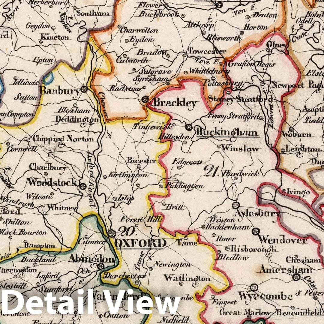 Historic Map : England, V.3:11-15:XV. Britisches Reich. A. Kon: England. a. England ab Sich: Shire: 9, 19-21, 25-26, 1830 Atlas , Vintage Wall Art