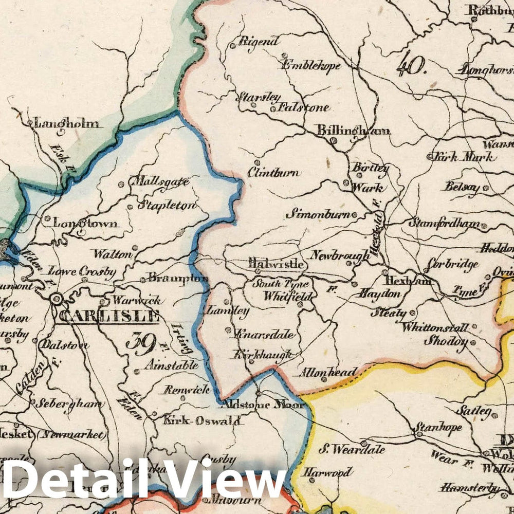 Historic Wall Map : England, V.3:11-15:XV. Britisches Reich. A. Kon: England. a. England ab Sich: Shire: 37-40, 1830 Atlas , Vintage Wall Art