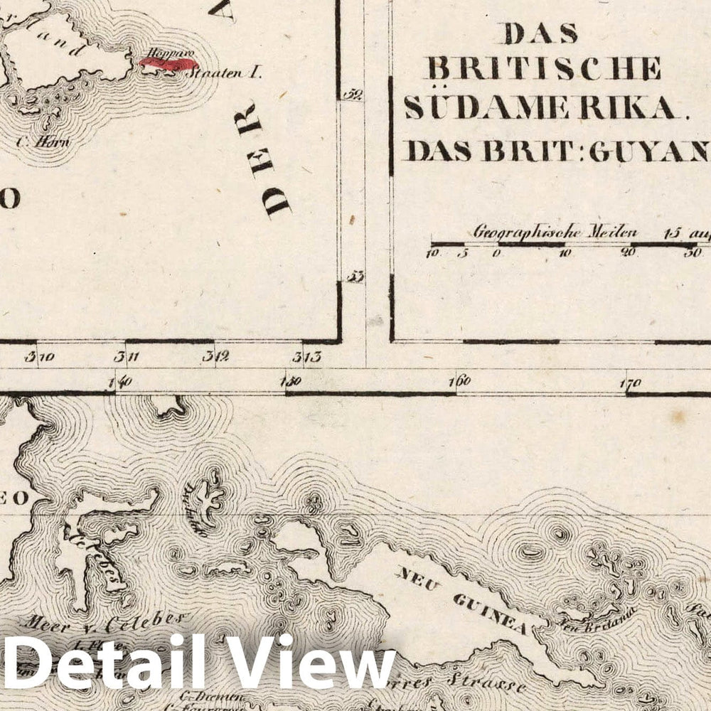 Historic Map : Australia, , South America V.3:11-15:XV. Britisches Reich. Das Britische Sudamerika. Guyana. Australien, 1830 Atlas , Vintage Wall Art