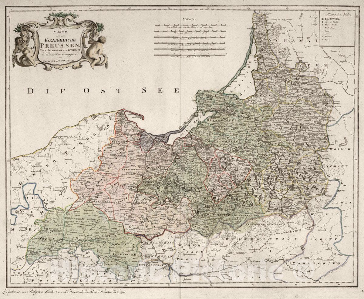 Historic Map : Prussia , Germany, XXV. Karte von Koenigreiche Perussen, 1796 Atlas , Vintage Wall Art