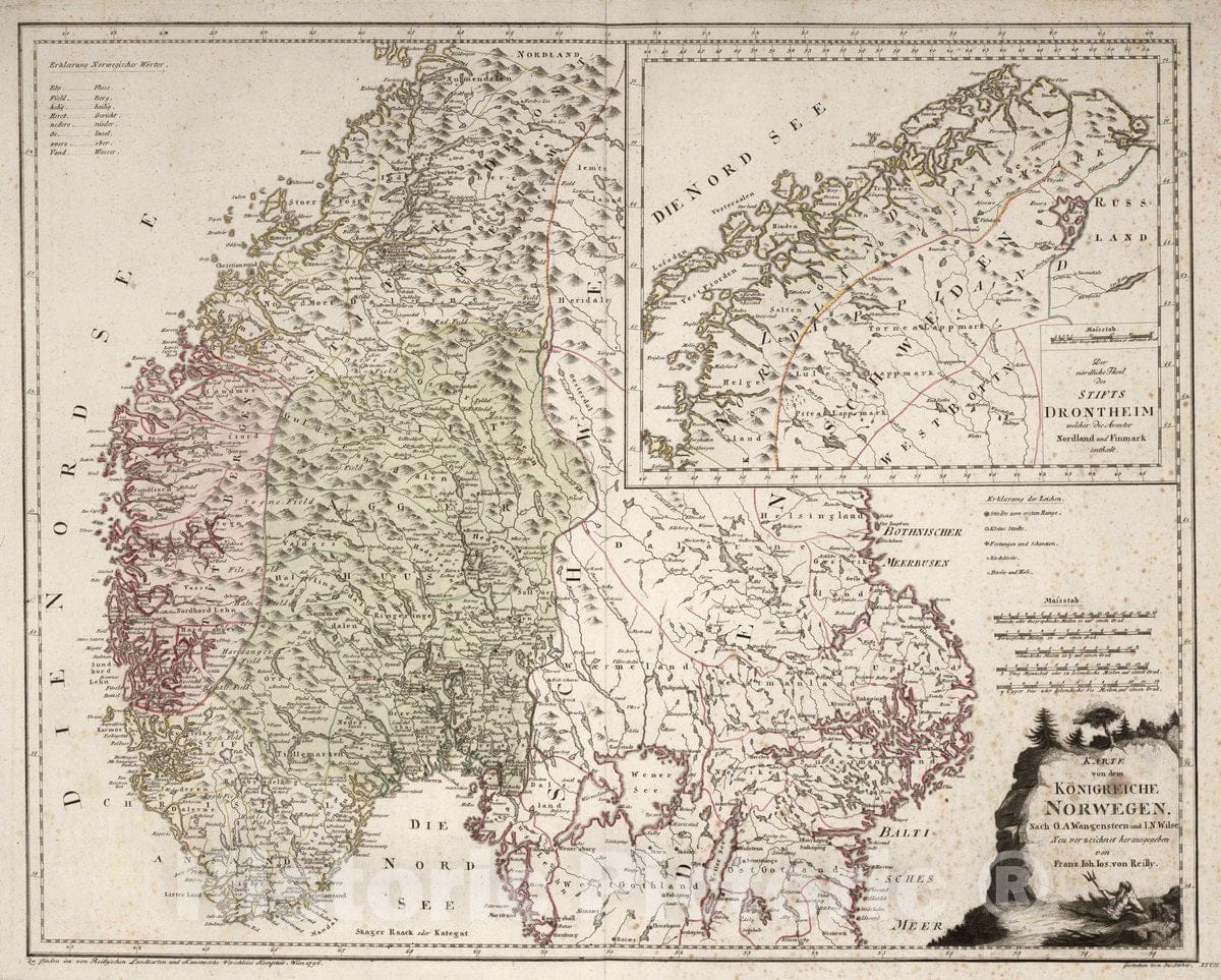 Historic Map : Norway, XXVI. Karte Von Dem Koenigreiche Norwegen, 1796 Atlas , Vintage Wall Art