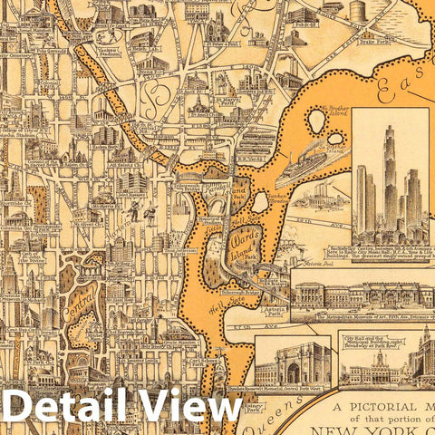 Historic Map - A Pictorial Map of that portion of New York City known as Manhattan also showing parts of the Bronx, 1939, Ernest Dudley Chase - Vintage Wall Art