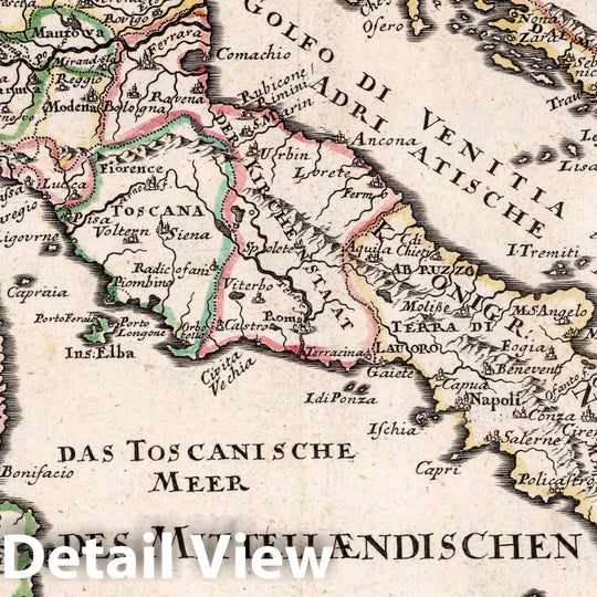 Historic Map : Italy, , Europe 1716 Italien Fur die Reisende. Augspurg. Gabriel Bodenehr fecit et Exc. Cum Grat. et Privil. S.C. Majestatis. , Vintage Wall Art