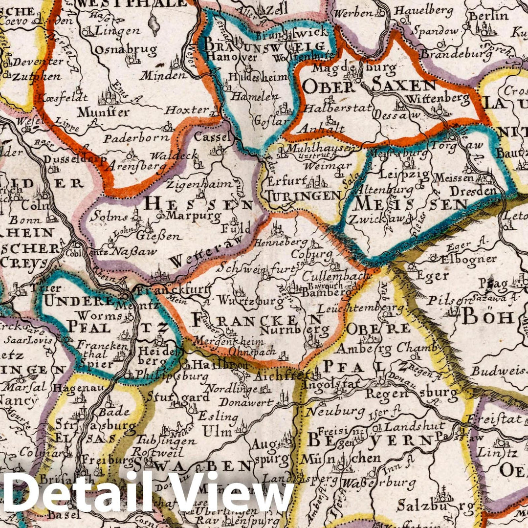 Historic Map : Germany, Central Europe Teutschland Fur die Reysende., 1716 Atlas , Vintage Wall Art