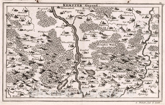 Historic Map : Germany, , Europe Kempter Gegend. G. Bodenehr fecit Et Excudit. (to accompany) Atlas Curieux Oder Neuer und Compendieuser Atlas. 75, 1716, Vintage Wall Art