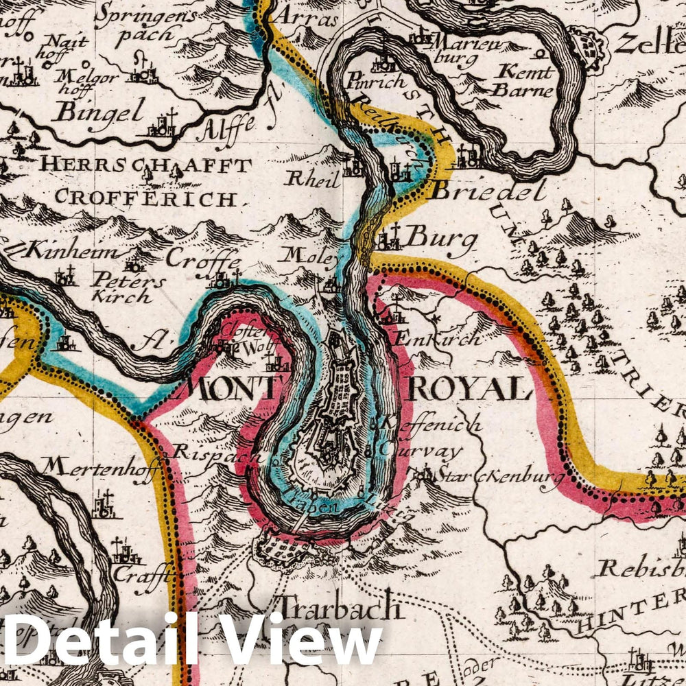 Historic Map : Germany, , Europe Montroyal Sambt der Gegend auff Zwei Stunden, 1716 Atlas , Vintage Wall Art