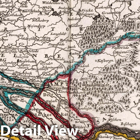 Historic Map : Germany, , Europe 1716 Hamburg mit dero Gegend Oostwerts bis Lauenburg , Vintage Wall Art