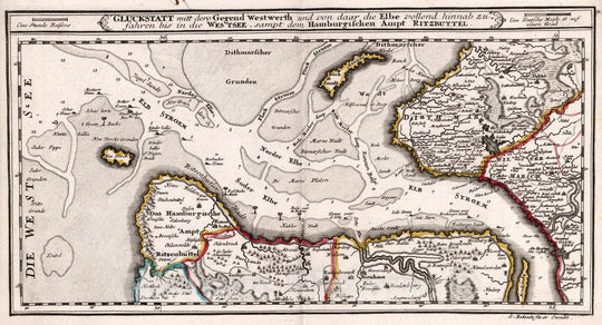 Historic Map : Germany, , Europe 1716 Gluckstatt mitt dero Gegend Westwerth , Vintage Wall Art