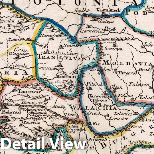 Historic Map : Hungary, Balkan Peninsula Ungarn SAMT Angrantzenden Landern Croatien, Dalmatien, Sclavonien, Siebenburgen, 1716 Atlas , Vintage Wall Art