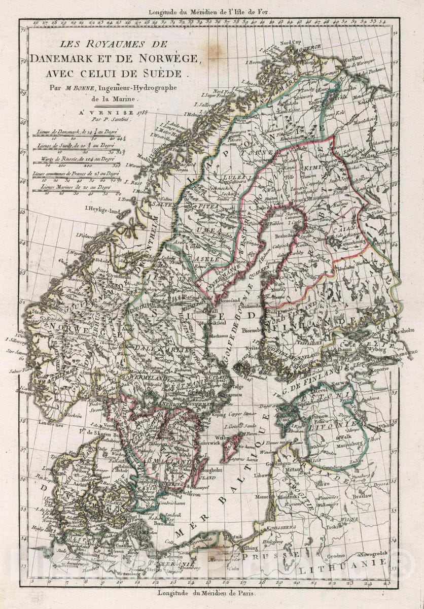 Historic Map : Scandinavia Les royaumes de Danemark et de Norwege, avec celui de Suede, 1788 Atlas , Vintage Wall Art