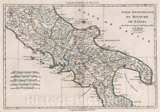 Historic Map : Italy, Naples Region (Italy) Partie Septentrionale du Royaume de Naples, 1792 Atlas , Vintage Wall Art