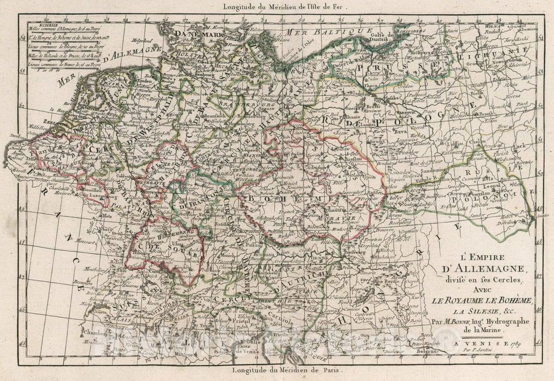 Historic Map : Germany, L'Empire d'Allemagne, divise en SES cercles, 1789 Atlas , Vintage Wall Art