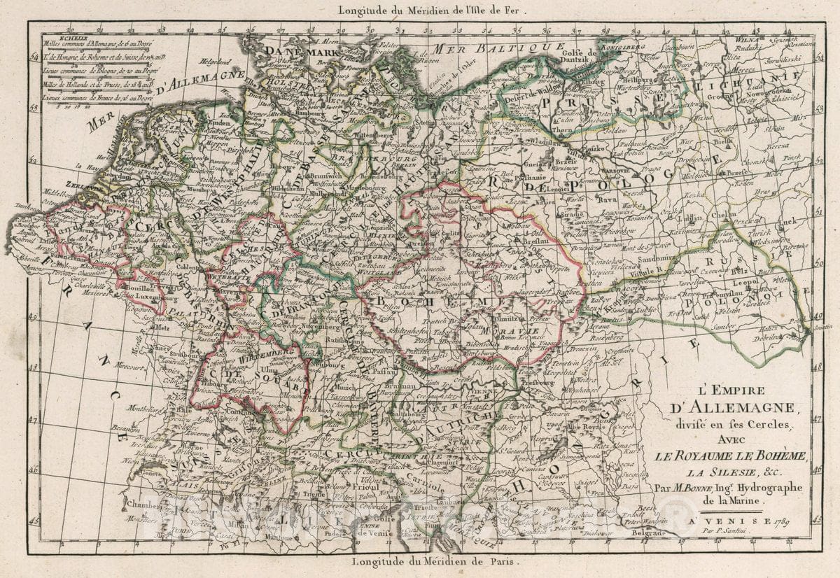 Historic Map : Germany, L'Empire d'Allemagne, divise en SES cercles, 1789 Atlas , Vintage Wall Art