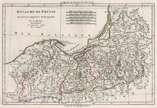 Historic Wall Map : Prussia , Germany, Hydrographe de la Marine. Atlas portatif, 1793, Vintage Wall Art