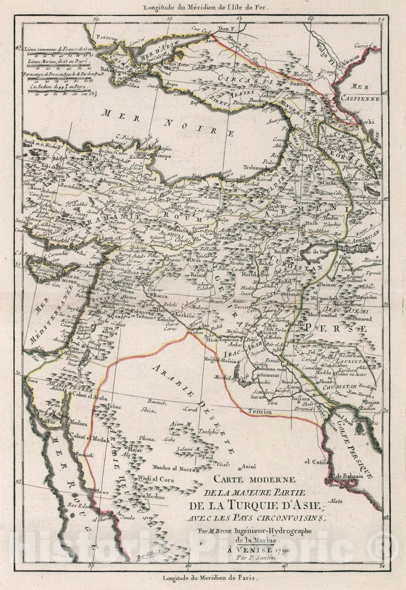 Historic Wall Map : Turkey, 1790 Carte Moderne de la Majeure Partie de la turquie d'Asie, avec les Pays circonvoisins , Vintage Wall Art