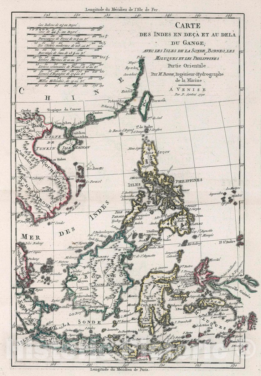 Historic Map : South Asia 1790 Carte des Indes en Deca et au Dela du Gange Partie Orientale , Vintage Wall Art