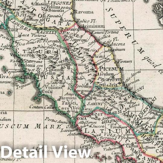 Historic Map : Italy, Mappa Italiae Antique descripta A Rto. Bona, Primario Hydrographo Navali. Venetiis Apud P. Santini 1791. , Vintage Wall Art