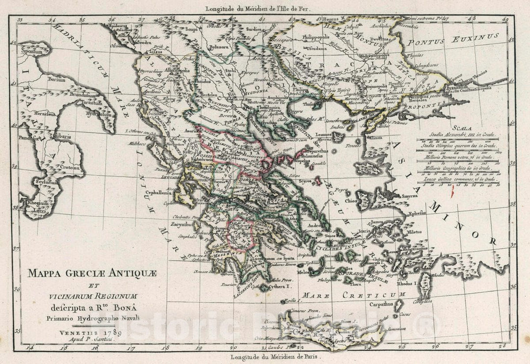 Historic Map : Greece, Mappa Greciae Antiquae et vicinarum regionum, 1789 Atlas , Vintage Wall Art