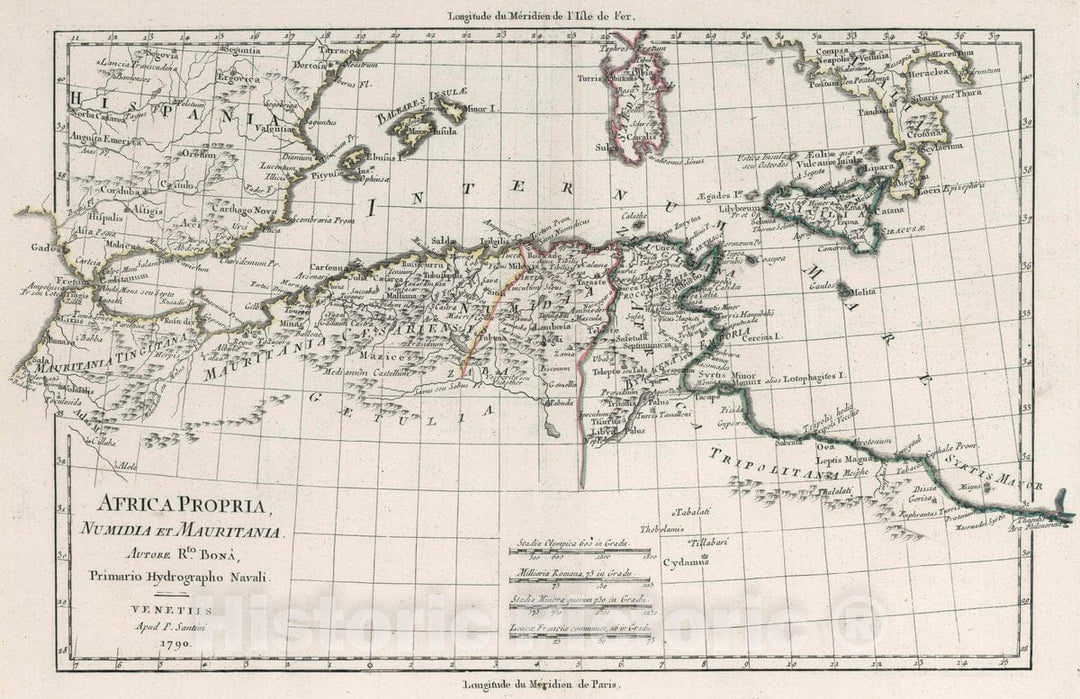 Historic Map : Africa, North 1790 Africa Propria, Numidia et Mauritania , Vintage Wall Art