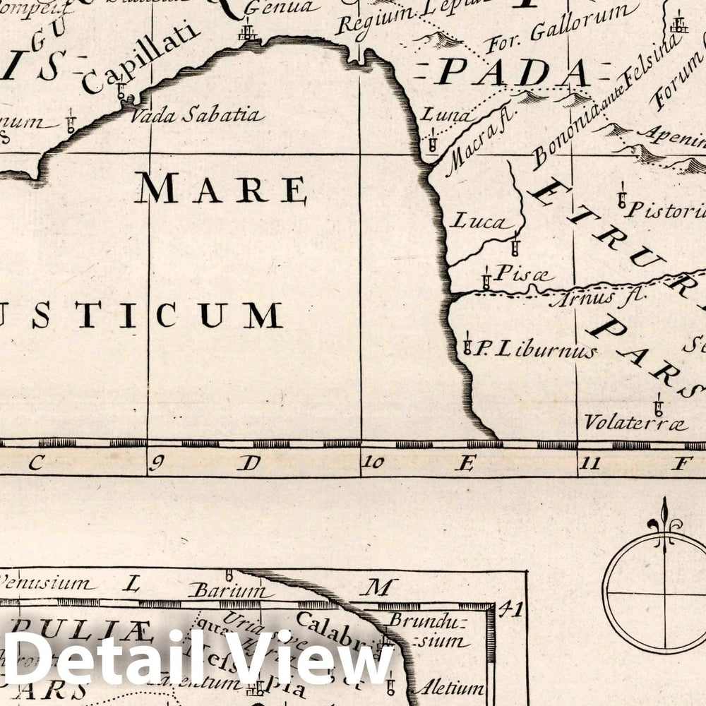 Historic Map : Italy, , Europe A New map of Gallia Cisalpina & Graecia Magna, 1700 Atlas , Vintage Wall Art