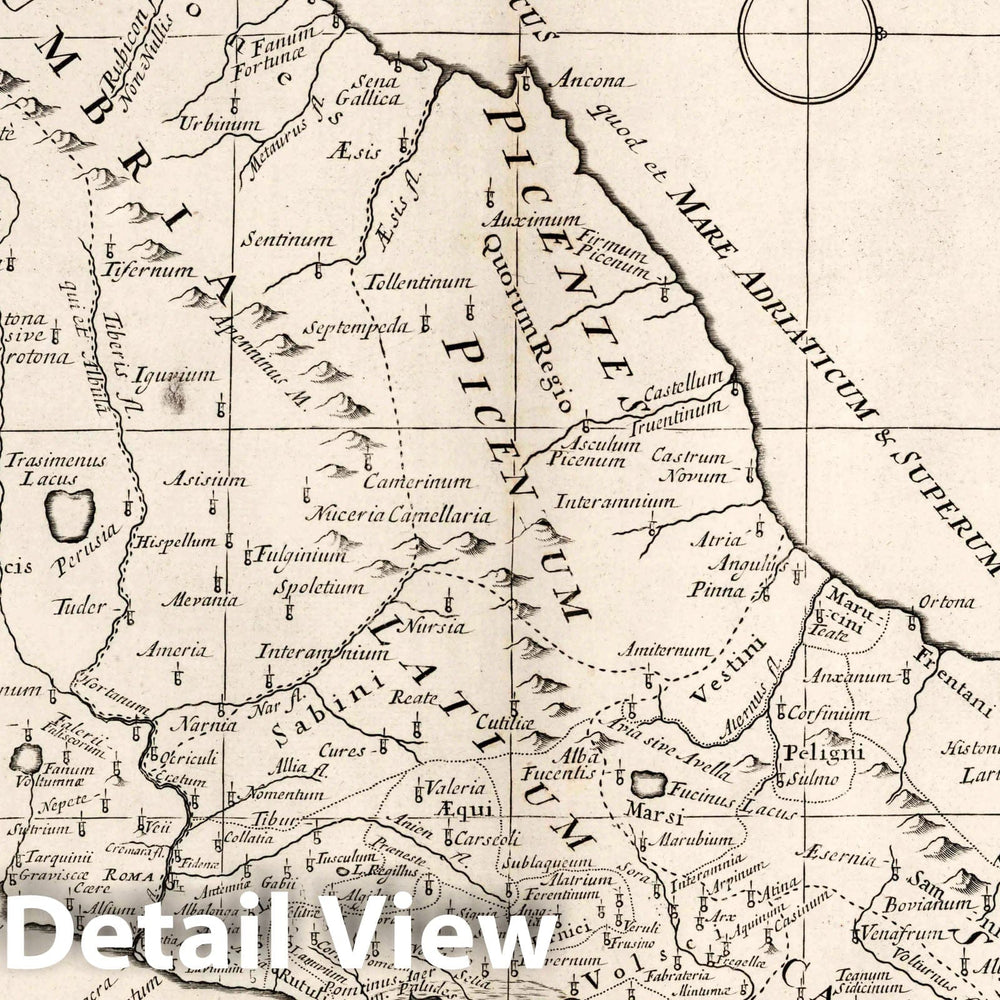 Historic Map : A New Map of Latium Etruria and as Much of Antient Italy, 1700 Atlas - Vintage Wall Art