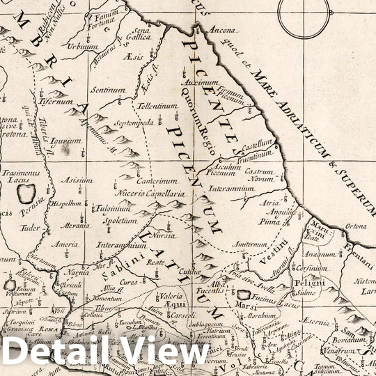 Historic Map : A New Map of Latium Etruria and as Much of Antient Italy, 1700 Atlas - Vintage Wall Art