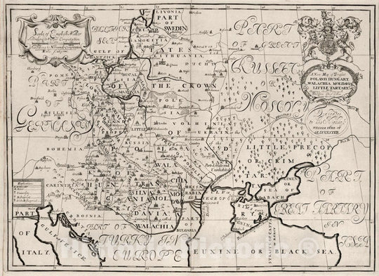 Historic Map - A New map of Present Poland, Hungary, Walachia, Moldavia, Little Tartary &c, 1700 Atlas - Vintage Wall Art