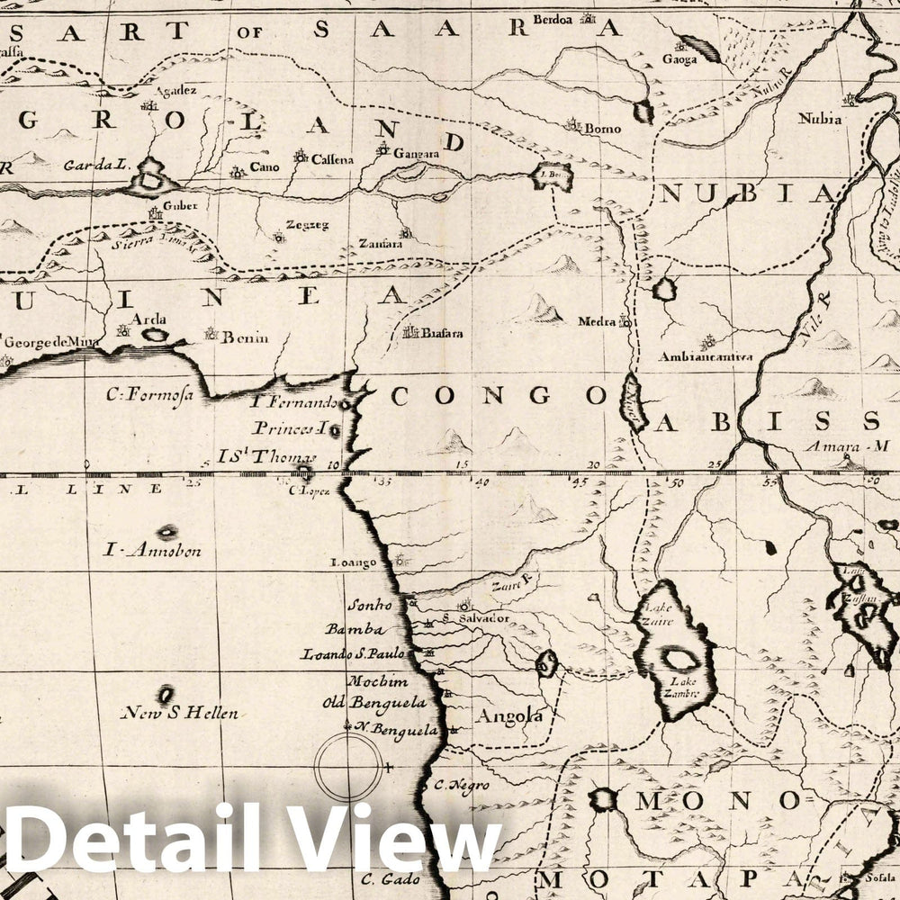 Historic Map : A New map of Africk shewing its Present divisions, cheif Cities or Townes, Rivers, Mountains &c. R. Spofforth sculp, 1700 Atlas - Vintage Wall Art