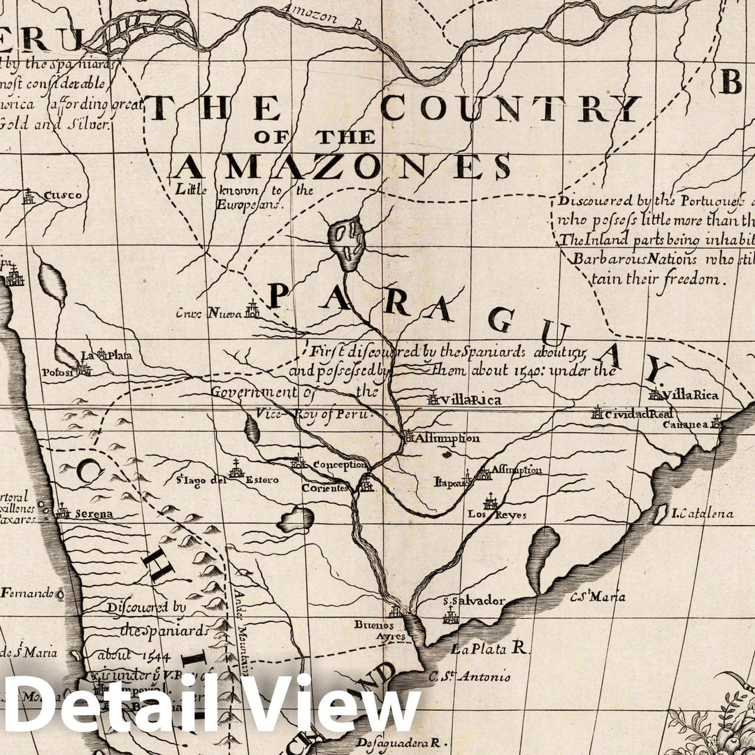 Historic Map : A new map of South America shewing its general divisions, chief cities, towns, rivers, mountains &c. Delin. B. Cole, sculpt, Univ. Oxon, 1700 Atlas - Vintage Wall Art