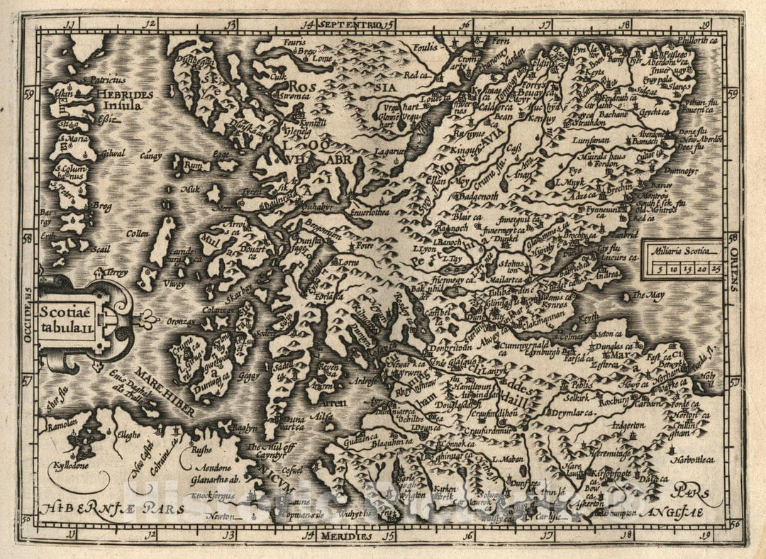 Historic Map : Scotland, Scotiae Tabula II. (to accompany) Atlas Minor Gerardi Mercatoris, 1607 Atlas , Vintage Wall Art