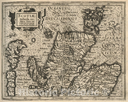 Historic Map : Scotland, Scotiae Tabula III. (to accompany) Atlas Minor Gerardi Mercatoris, 1607 Atlas , Vintage Wall Art