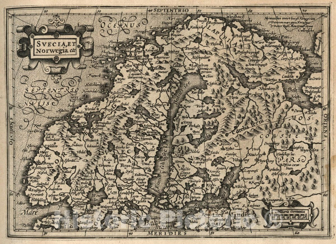 Historic Map : Sweden, Scandinavia Svecia, et Norwegia etc. (to accompany) Atlas Minor Gerardi Mercatoris, 1607 Atlas , Vintage Wall Art